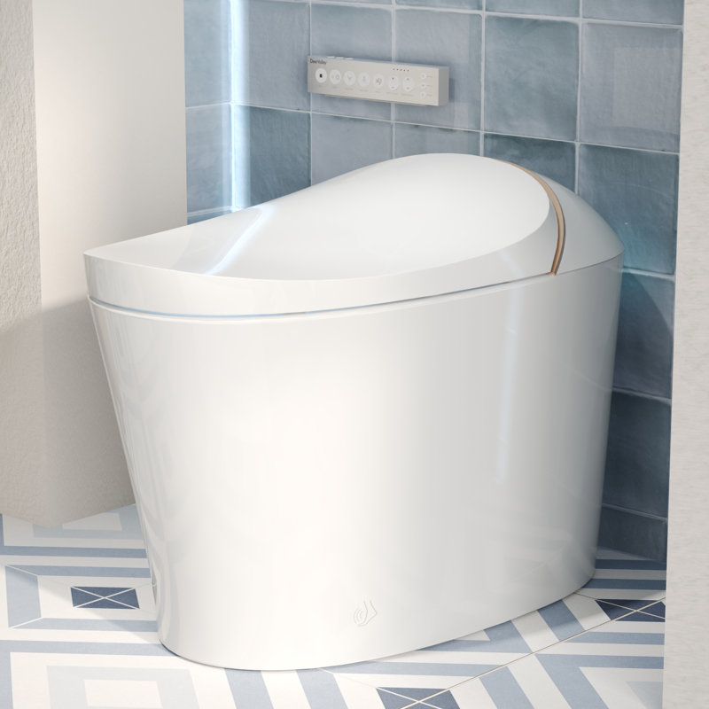 Elongated Smart Toilet with Heated Seat, Dryer & Foot/Remote Flush – Tankless Streamlined Design