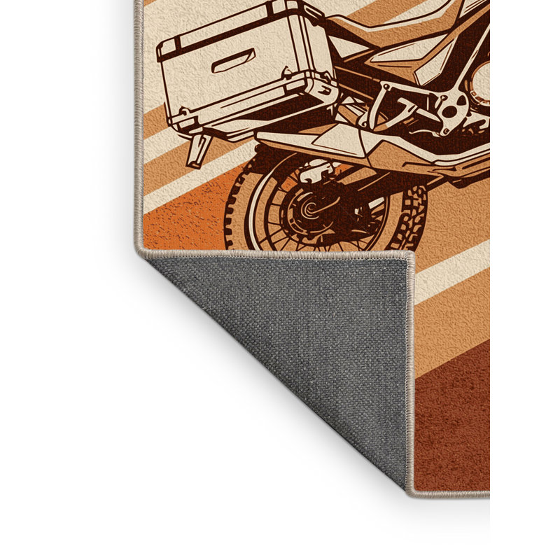 Soft Plush Eckman Adventure Bike Modern Rustic Area Rug in Beige – Beige Binding, 7x10