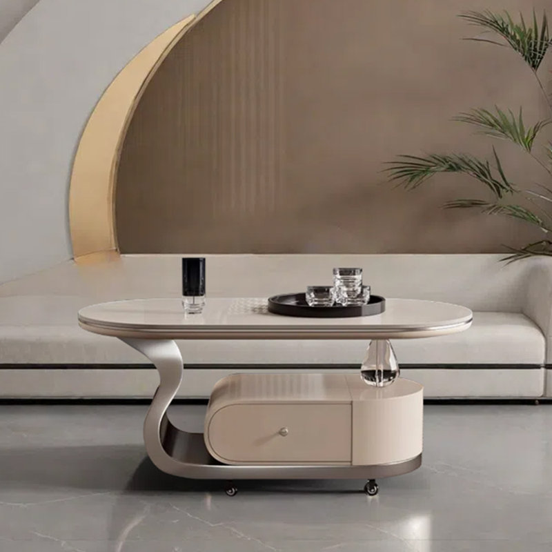 Design léger et luxueux avec table basse à roulettes, Argent argent