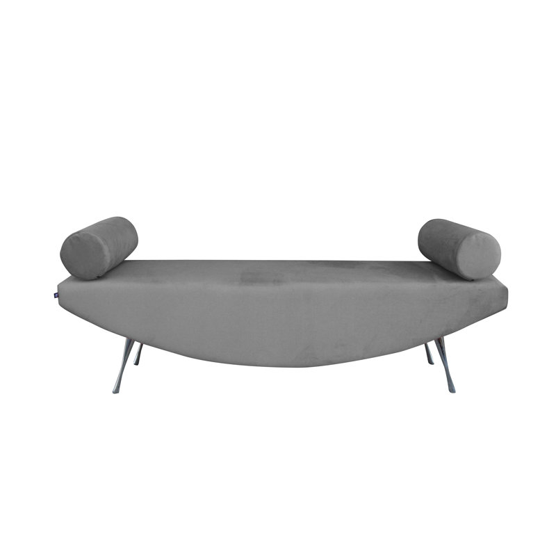 Orient Fabric, Faux Leather Upholstered Bench, Grey