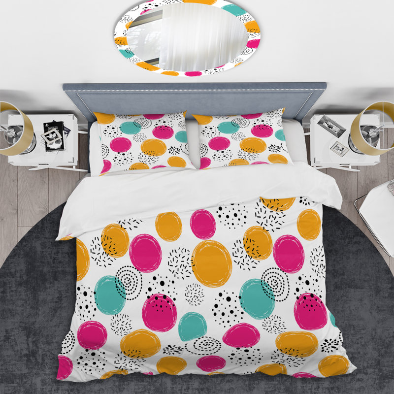 Ensemble de housse de couette en microfibre orange / rose 3 pièces, Housse de couette pour très grand lit et 2 très