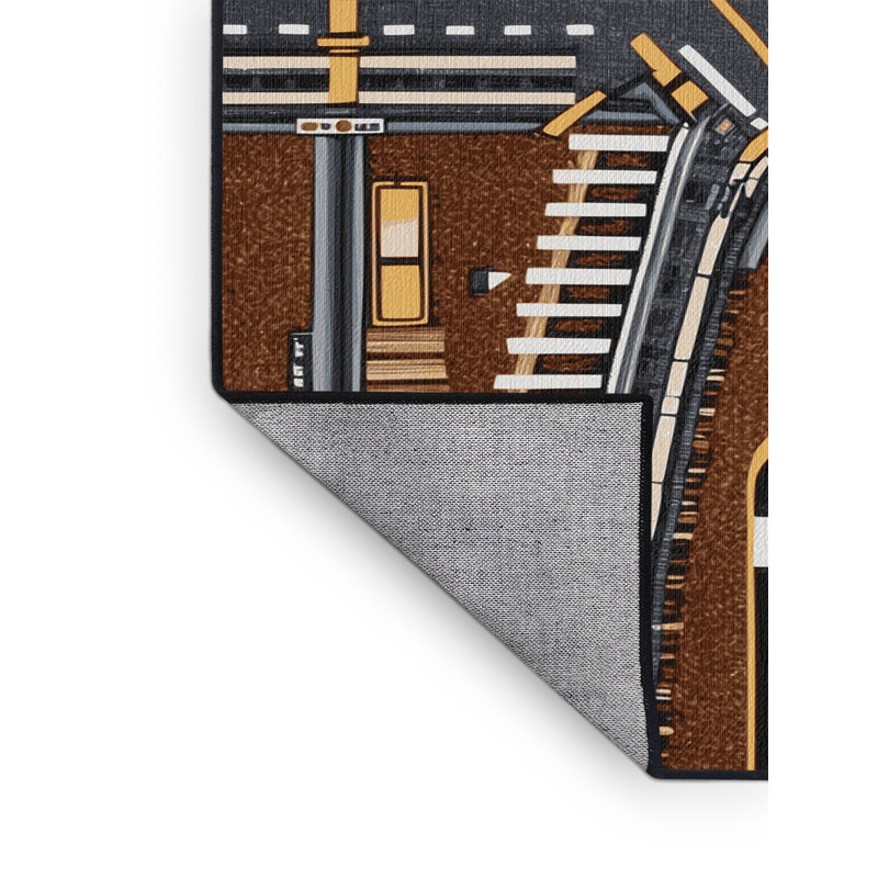 Tapis de transport noir lavable à la machine, Rond 7 pi