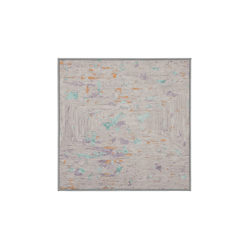 Machine Washable Gray Area Rug, Square 8'