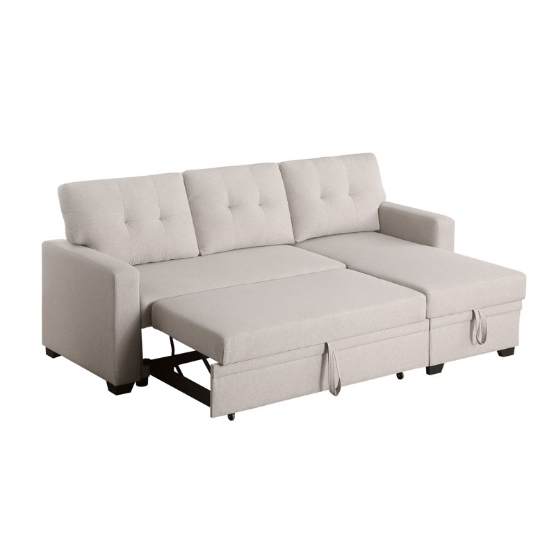 Canapé-lit en L de 82 po avec méridienne réversible, Beige