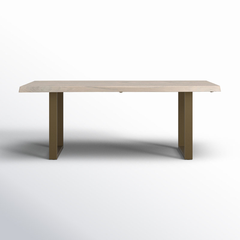 Colin Dining Table, 29.75"H x 79"L x 40"W, Brass, White Wash