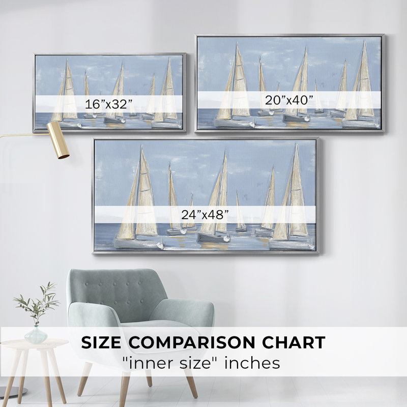 Nautical Series-CC XXXII - Toile tendue avec châssis tendue, prête à être accrochée, H 17 po x l 33 po, Argent argent