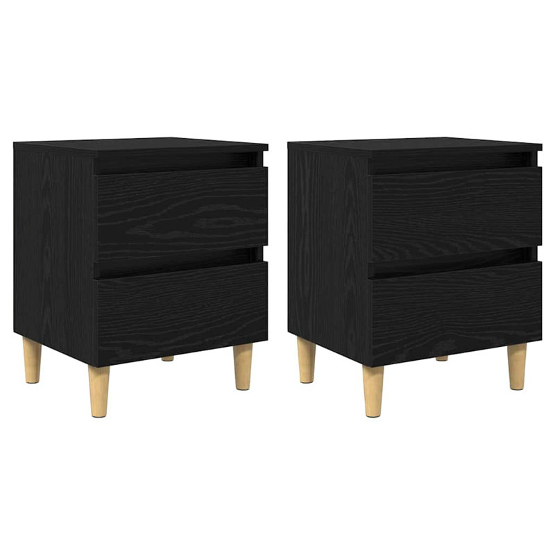 40cm W Manufactured Wood Bedside Table, Black Oak