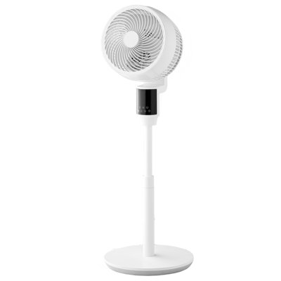 9-Inch Pedestal Fan, 80° Oscillating Standing Floor Fan with Quite DC Motor, Remote Control, 9 Speeds & 4 Smart Modes, 24H Timer, Adjustable Height, for Home, Bedroom, Living Room