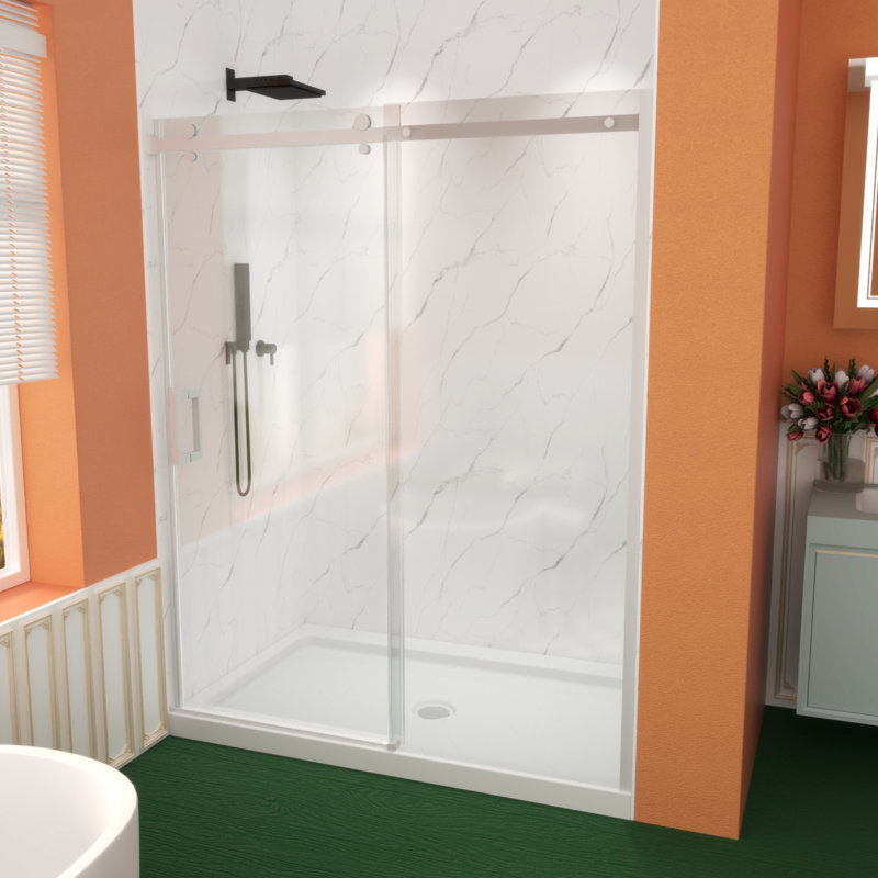 Premium Sliding Shower Door,60"Wx74"H, Adjustable Width 56-60", 5/16" Tempered Glass, Chrome