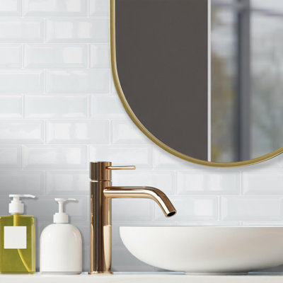 Minimalist Brilliant All-White Glossy 3D Tile Stickers