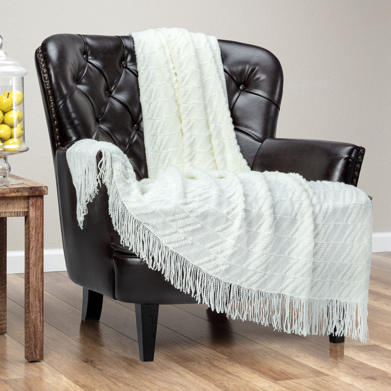 Ivory Faux Fur and Sherpa Reversible Throw Blanket 50" x 65"