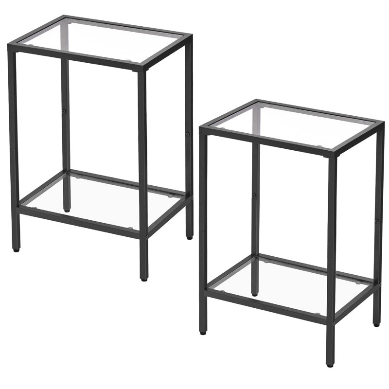 Clorinda Glass Top End Table, Black