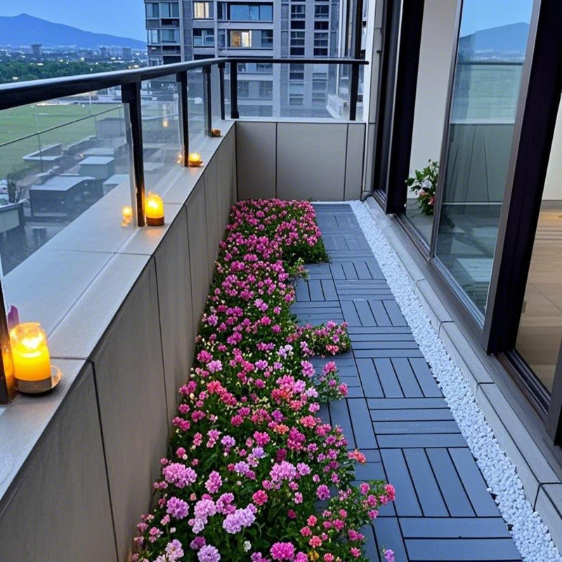 Carreaux de plastique imperméables à emboîtement pour les patios, polypropylène de haute qualité, style gris foncé moderne, parfait pour les balcons et les terrasses de piscine