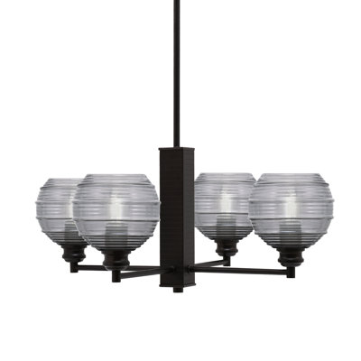 Edge 4 Light Chandelier With 6" Glass