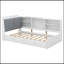 Lit plateforme simple en bois avec tête de lit avec rangement, tablettes et 2 tiroirs, blanc
