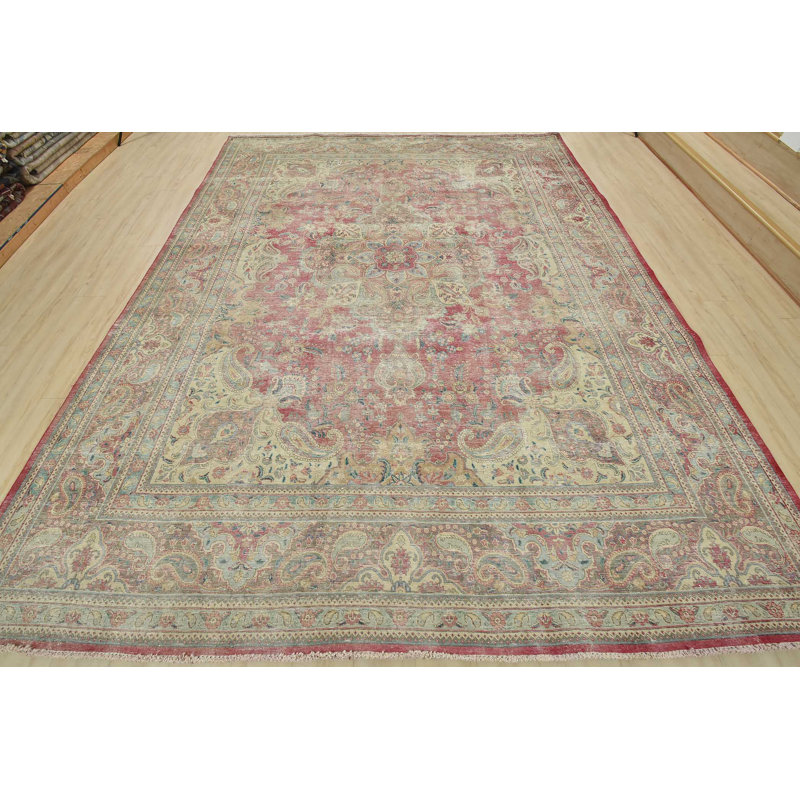 Vintage One-of-a-Kind 10'1'' X 12'11'' 1970s Wool Area Rug in Red