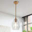 Luminaire suspendu en laiton 1 lumière avec abat-jour en verre transparent Modern Kitchen Island Dome