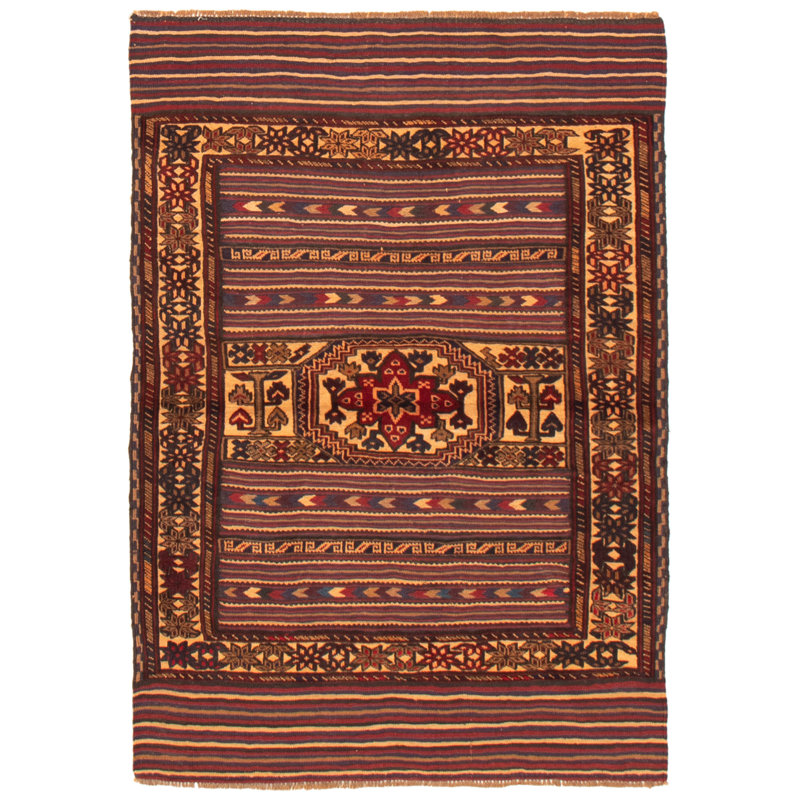 Tapis rouge foncé Tajik 4 pi 0 po x 5 pi 9 po