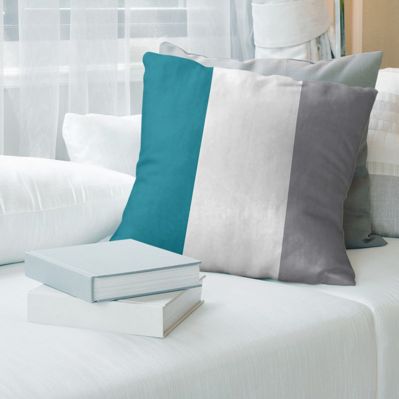 Charlotte Basketball Striped Pillow, Teal/White/Gray, 20" x 20"
