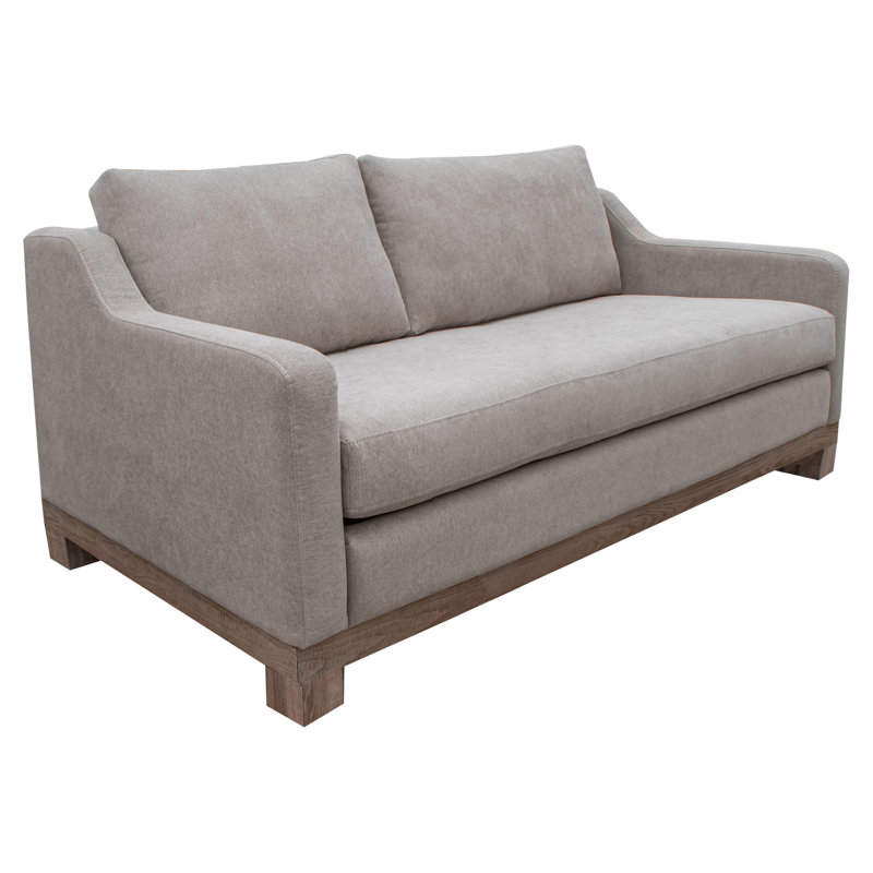 Structure et base en bois Ditte, causeuse, Polyester gris amande, H 36,75 po x l 60,5 po x P 38,5 po
