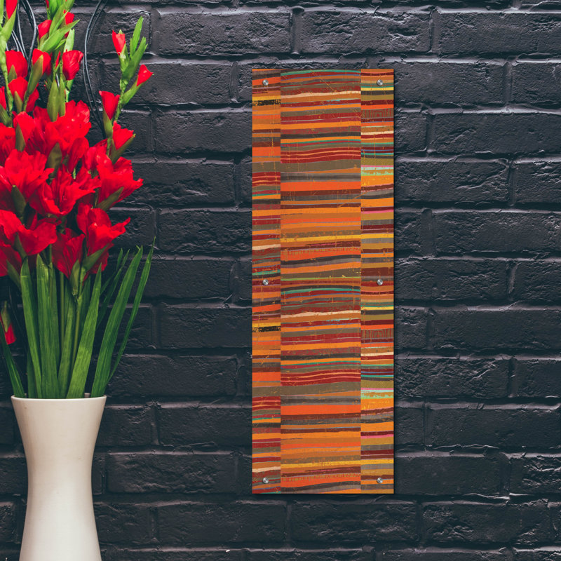  «Spice Stripes Panel 2» par Cheryl Warrick, art mural en verre acrylique, 12 po x 36 po