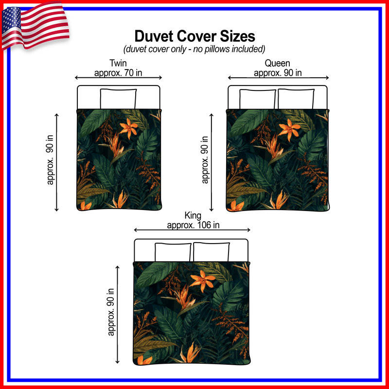 Tropical Foliage Pattern Duvet Covers, King