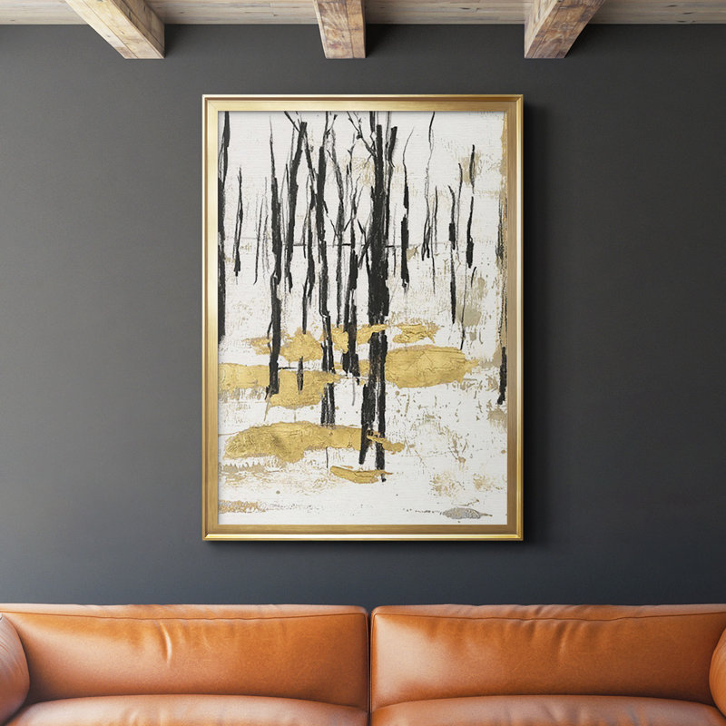 Gilded Winter I - peinture à cadre unique, Toile avec cadre doré, H 42,5 po x l 30,5 po