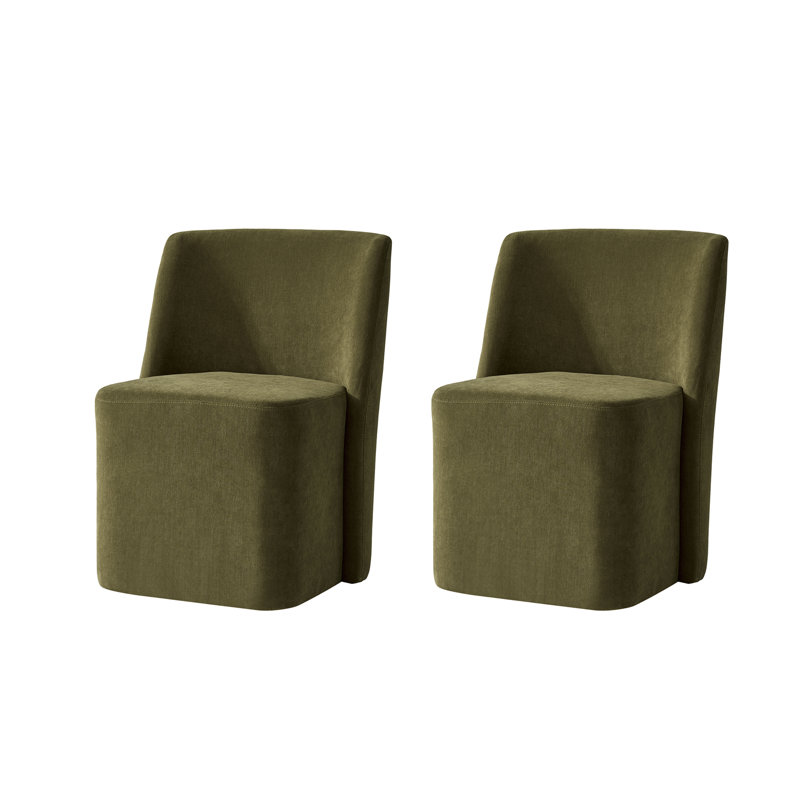 Chaise de salle à manger rembourrée avec roulettes H 32,75 po Leonas, Moss