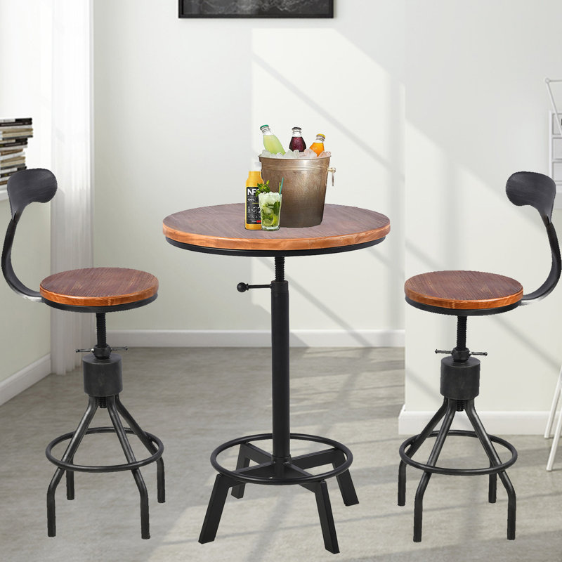 Teter 2 - Person Pine Solid Wood Top Pedestal Dining Set