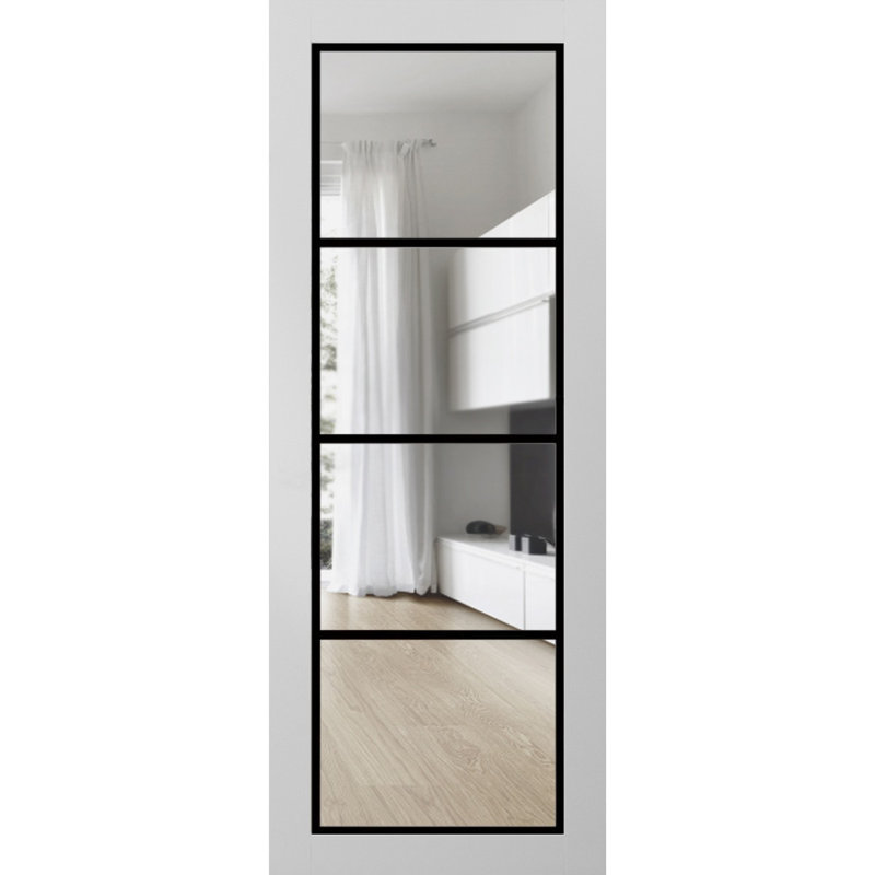 Porte de grange en bois lambrissé sans trousse de quincaillerie d'installation, Satin blanc, 24 po x 96 po