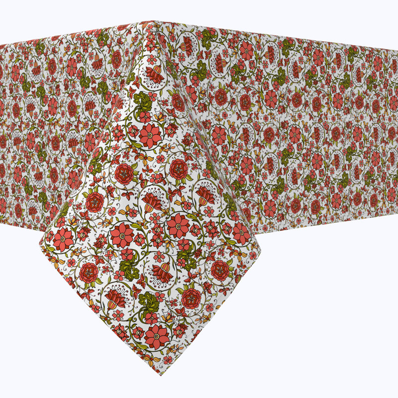 Rectangular Tablecloth, 100% Cotton, Floral 28, 120" x 52"