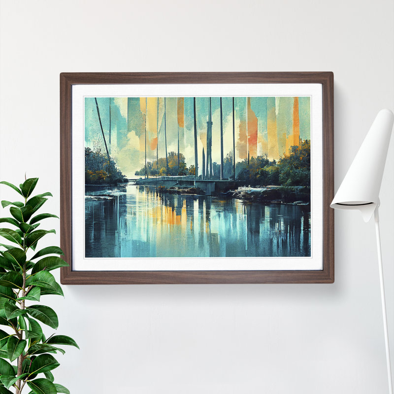 Abstract River Art Vol.1 - Framed Print, 25cm H x 34cm W x 2cm D, Walnut