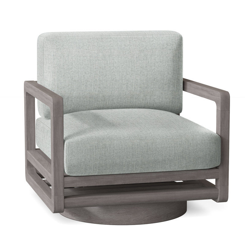 Tanah Outdoor Teak Swivel Lounge Chair, Light Grey Linen 6032-010
