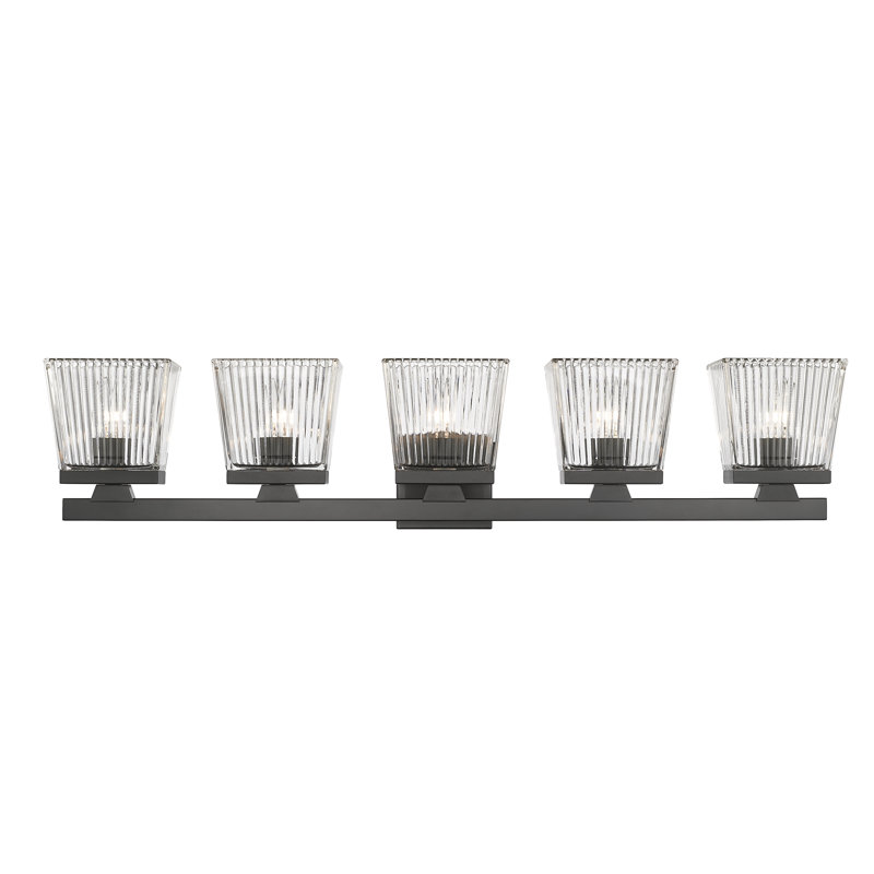 Meuble-lavabo 5 lumières Panora, Noir mat
