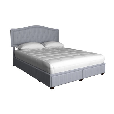 Upholstered Queen Bed With Storage Compartment, Grey Fabric, 83 In D X 64 W 43.5 H Colour, 2 Drawers, 81.49 64.56 42.81