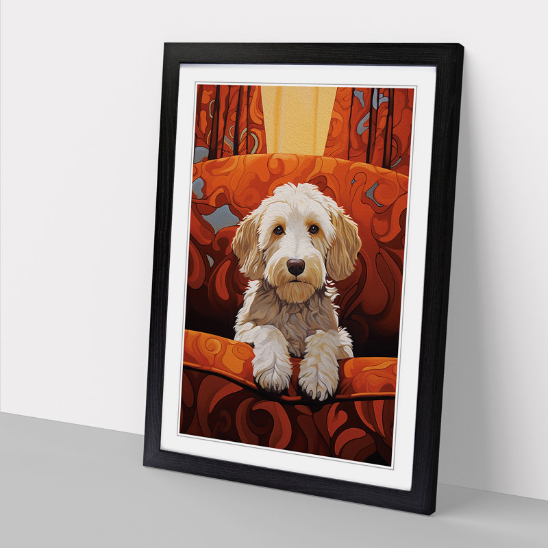 XYZ-FRM-V1223-3974 Labradoodle No.2 - Single Picture Frame Print on Wood, Black, 34cm H x 25cm W x 2cm D