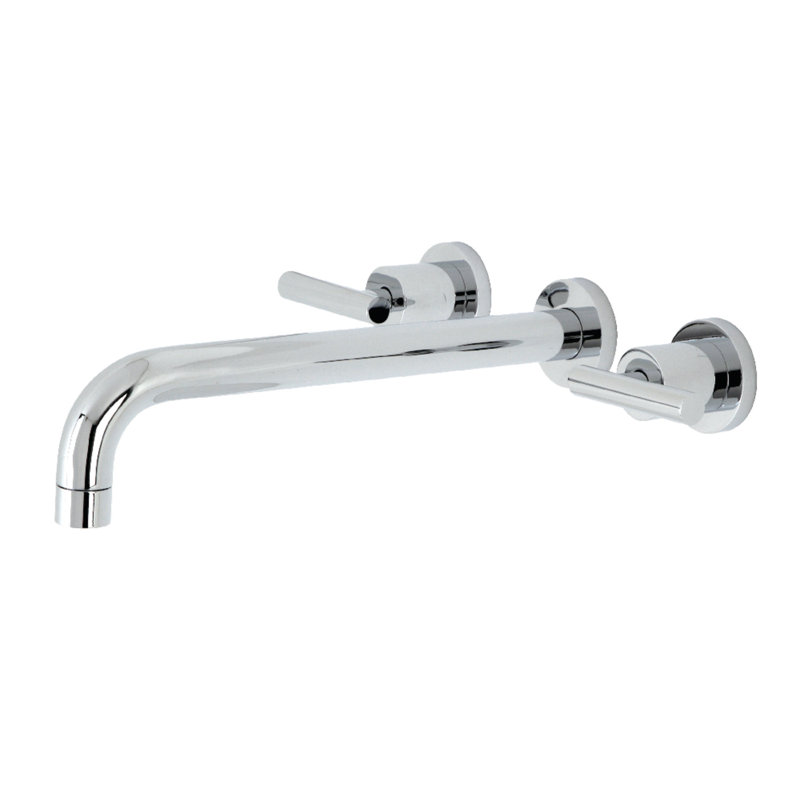 Kingston Brass Manhattan Two-Handle 3-Hole Wall Mount Roman Tub Faucet, Polished Chrome