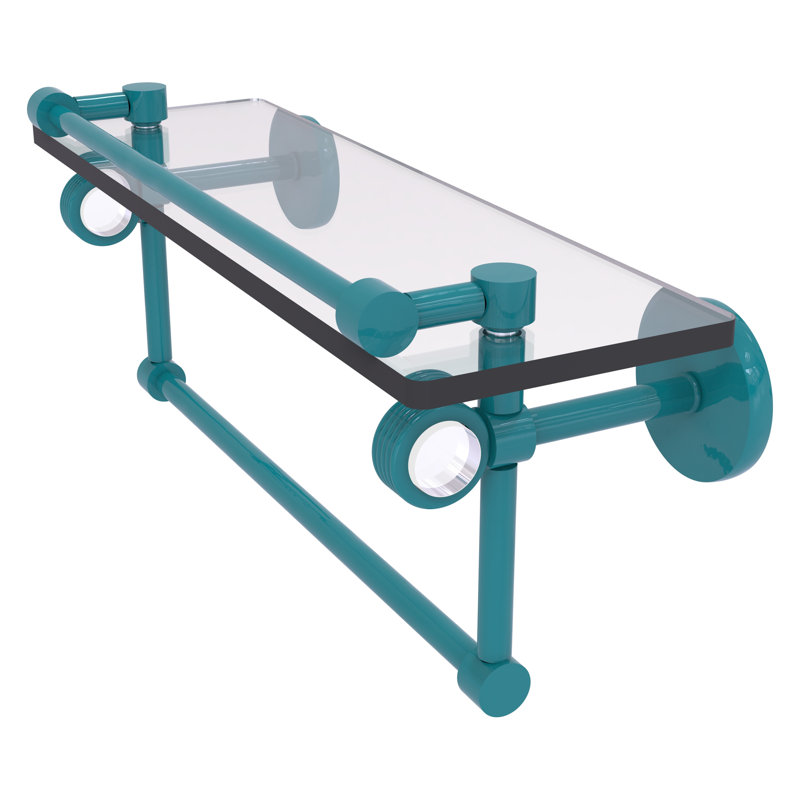 Tablette flottante avec barre à serviettes Clearview, H 6,7 po x l 16 po x P 5,8 po, Bleu sarcelle Glokzin