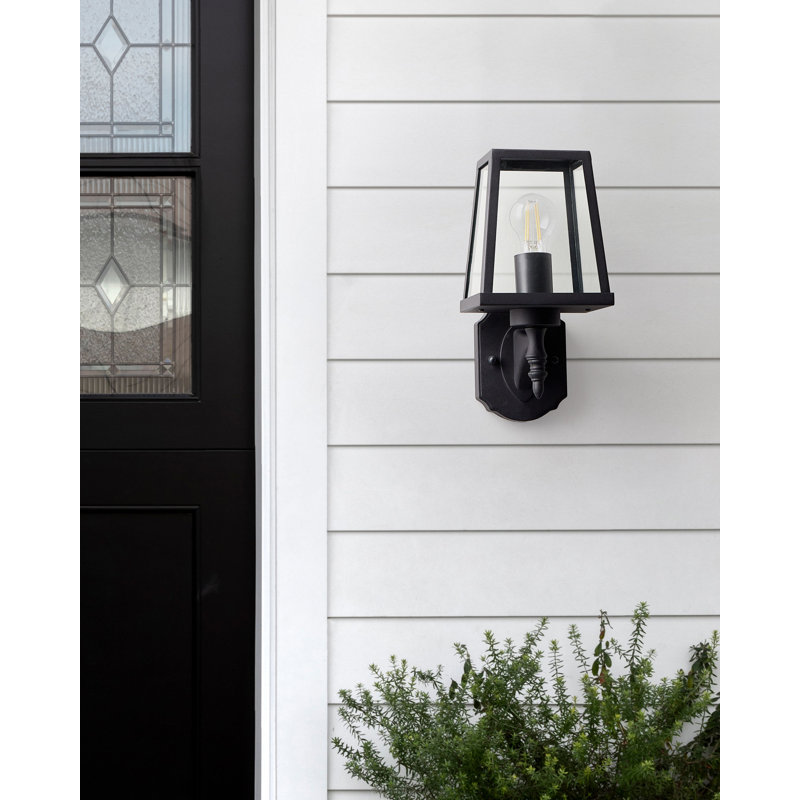 HEZIR Matte Black 19cm H Outdoor Wall Lantern