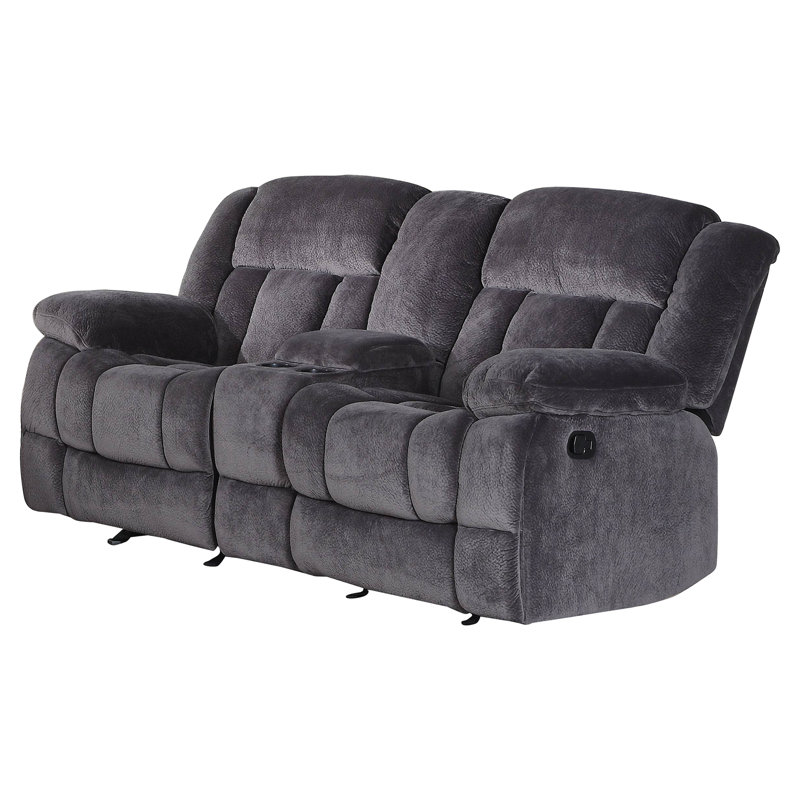 Canapé inclinable manuel double Ecklund 79 po en microfibre avec console centrale, Microfibre / microsuède gris anthracite