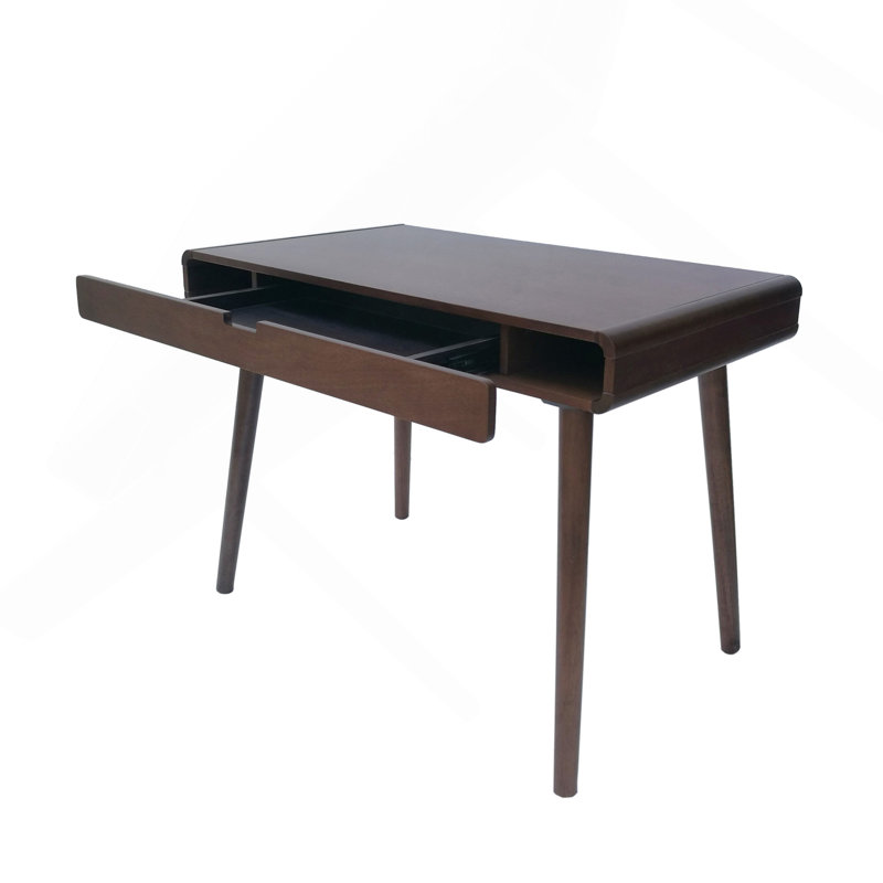 Brown Writing Desk with Large Drawers, Computer Table for Home Office & Entryway