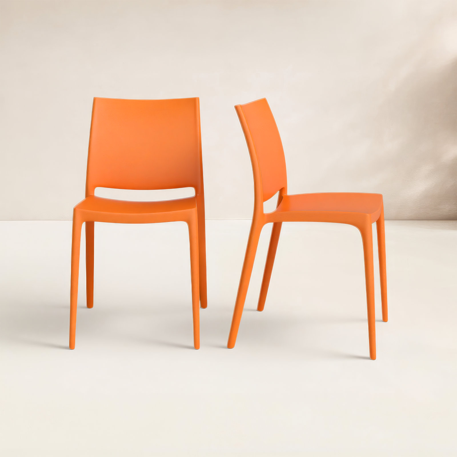 Burt Stackable Patio Side Chair, Orange