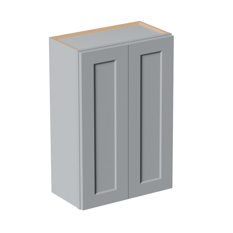 Armoire murale en bois massif gris Shaker avec portes à fermeture douce, tablettes réglables - rangement à double porte de 24 po pour la cuisine, la salle de bain, la buanderie, le garage (assemblage facile, l 24 po x P 12 po x H 36 po)