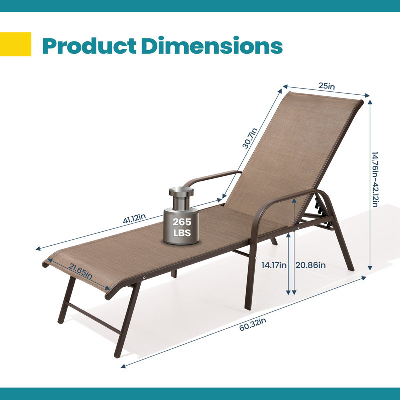 Chaise longue d'extérieur en aluminium Guyden, Brun