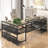 U Shaped Desk With Power Outlets & LED Strip & Monitor Stand, L Shaped Desk With Storage Shelf, Home Office Gaming Desk