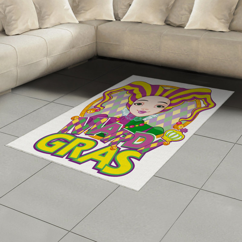Mardi Gras High Density Long Fiber Poly Threads Decorative Area Rug Carpet, Rectangle 4' x 5'8"