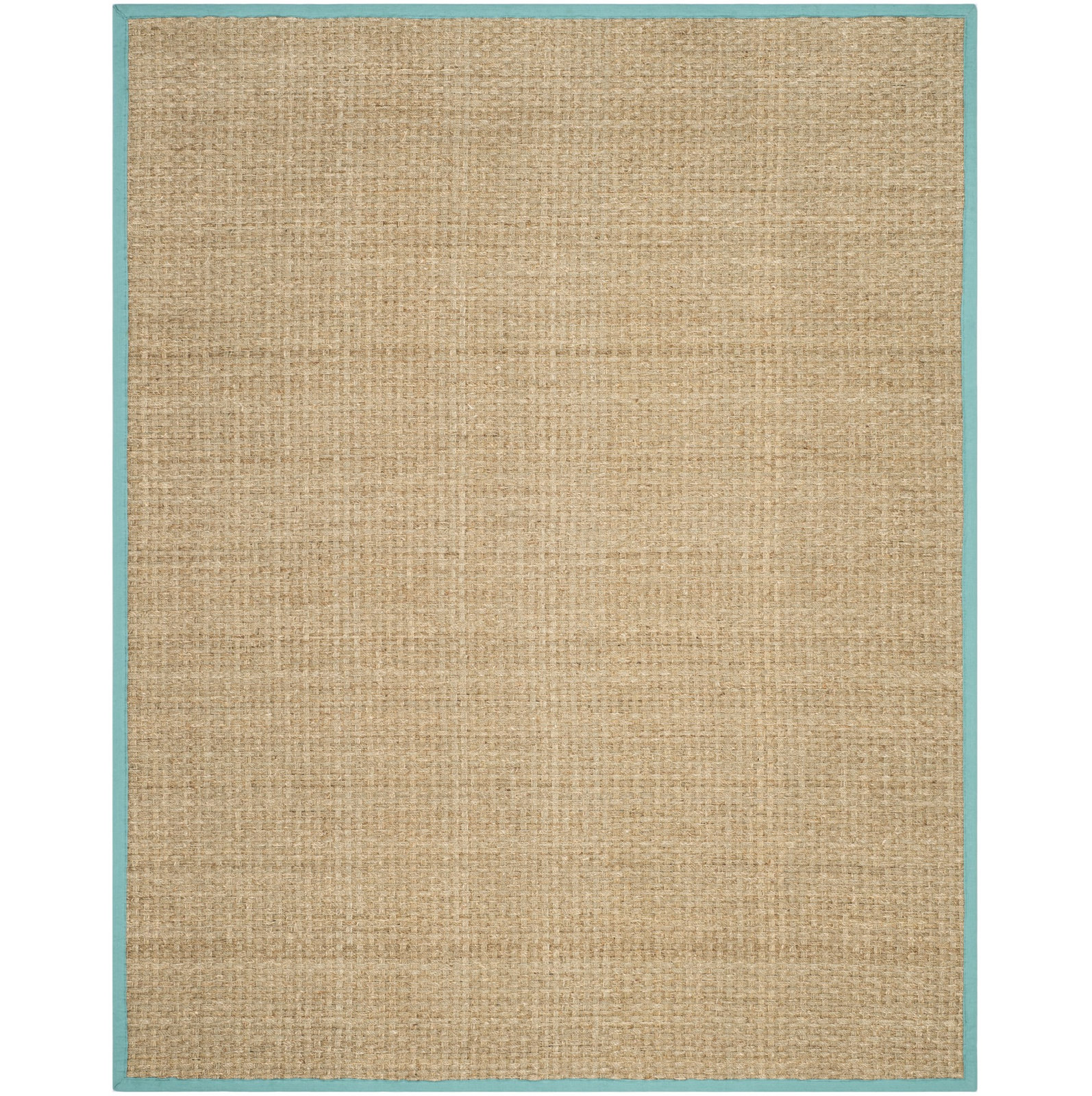 Auckland Bamboo Slat/Seagrass Natural/Teal Area Rug, Rectangle 6' x 9'