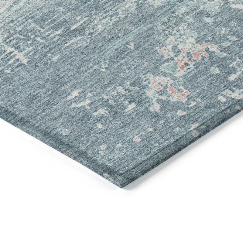Machine Washable Indoor/Outdoor Xhevrie Teal Rug, Runner 2'3" x 7'6"
