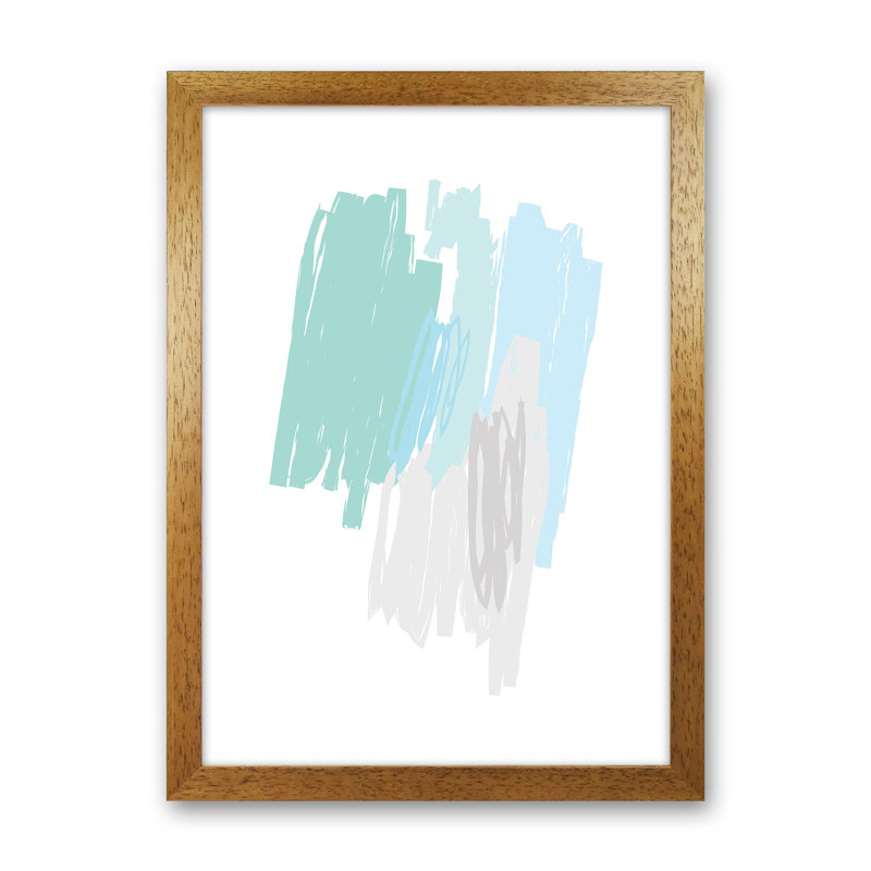 Mint Scribbles Drawings by Pixy Paper - Print, Oak Framed, 84cm H x 59.4cm W x 3cm D