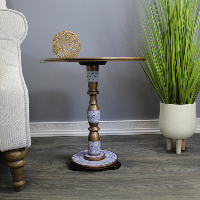 Donaciano Solid Wood Top End Table, White